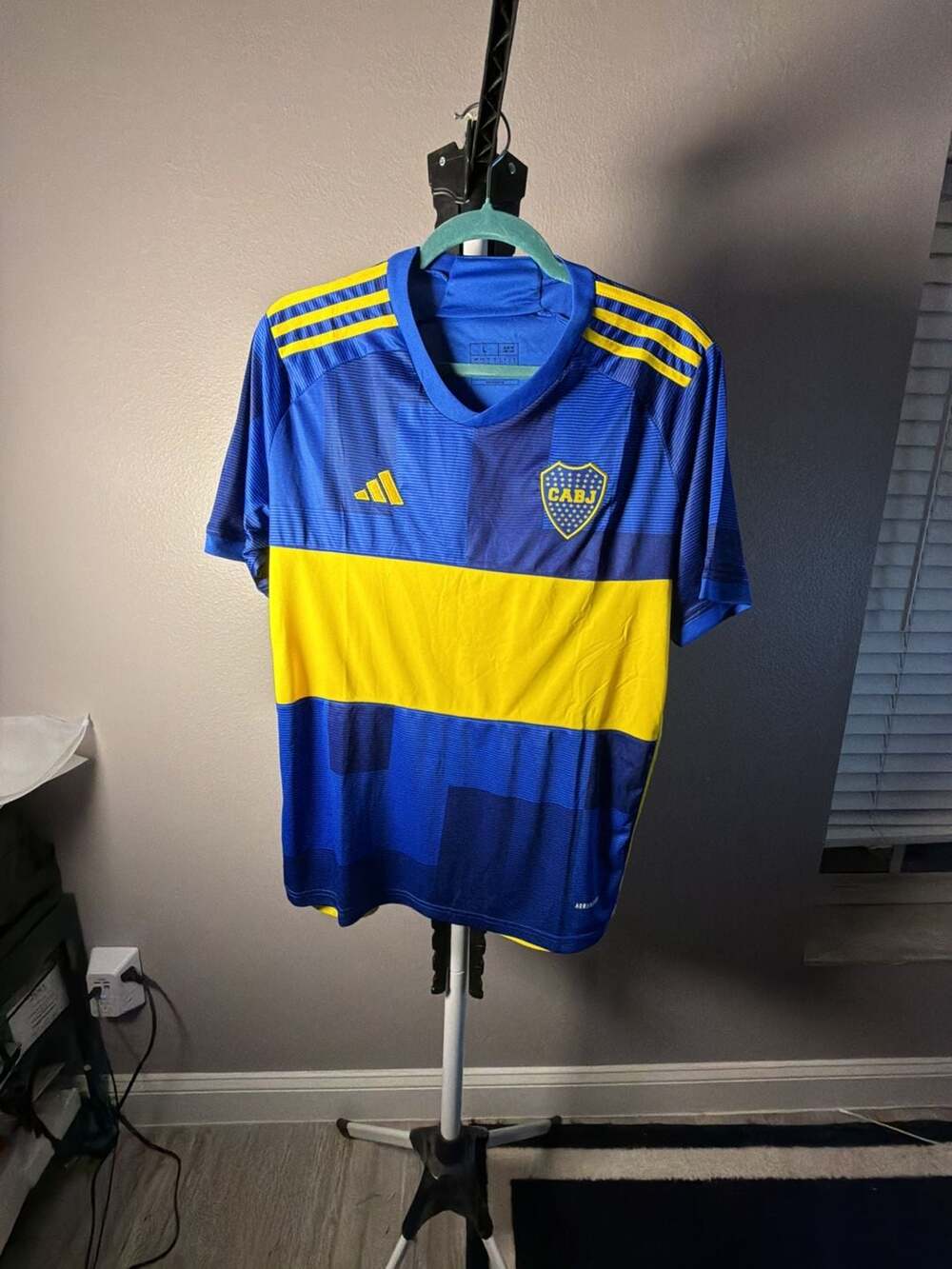 Adidas Boca Juniors Home Soccer Jersey Size L Blue Yellow